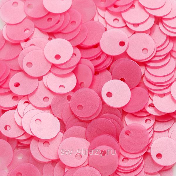 Пайетки со смещенным центром 6 мм матовые розовые (3 гр)