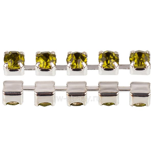 Стразовая цепь 2 мм  Olivine\silver
