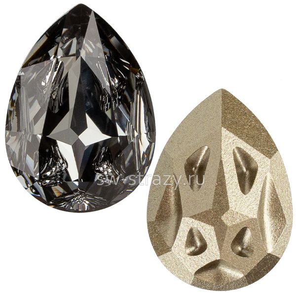 Кристаллы 4390 14x10 mm Crystal Silver Night