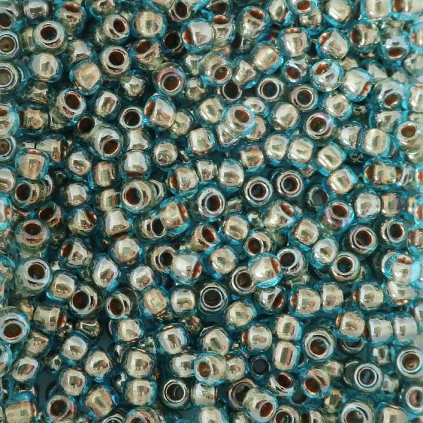 Бисер круглый 11/0 #0990 Голубой с золотым центром