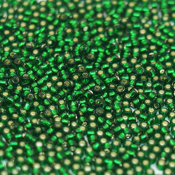 Бисер круглый 15/0 #0036 Внутреннее серебрение,  изумруд