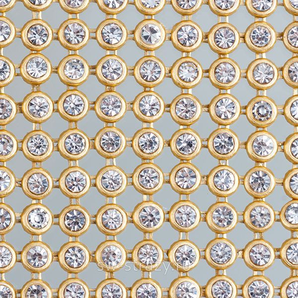 Кристальная ткань Crystal\gold камень ss 8 (2,2-2,3) (1 ряд-142 камней)