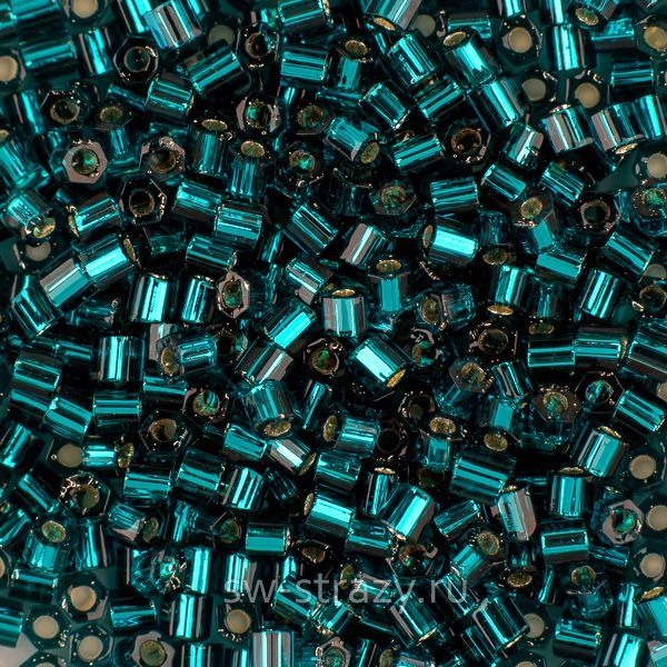 Шестиугольный 11/0 #0027BD Внутреннее серебрение,  сине-зеленый